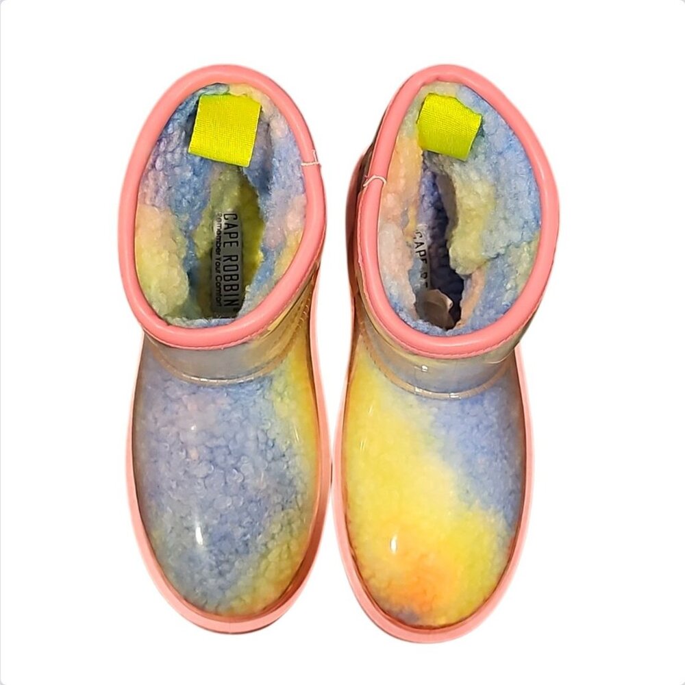 Colorful Gradient Shearling-Lined Waterproof Boots With Transparent Outer Shell - Picture 8 of 8
